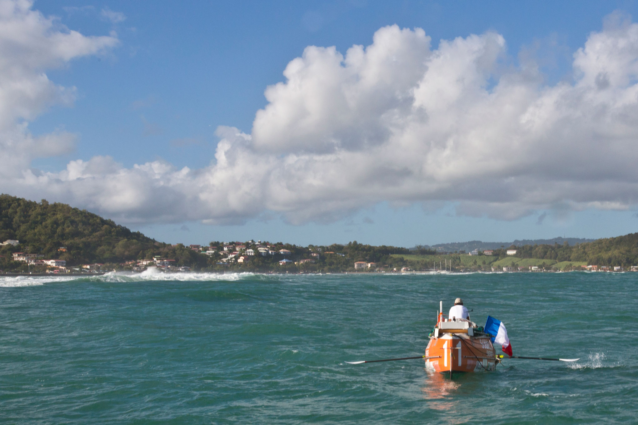 Rameur sur un bateau